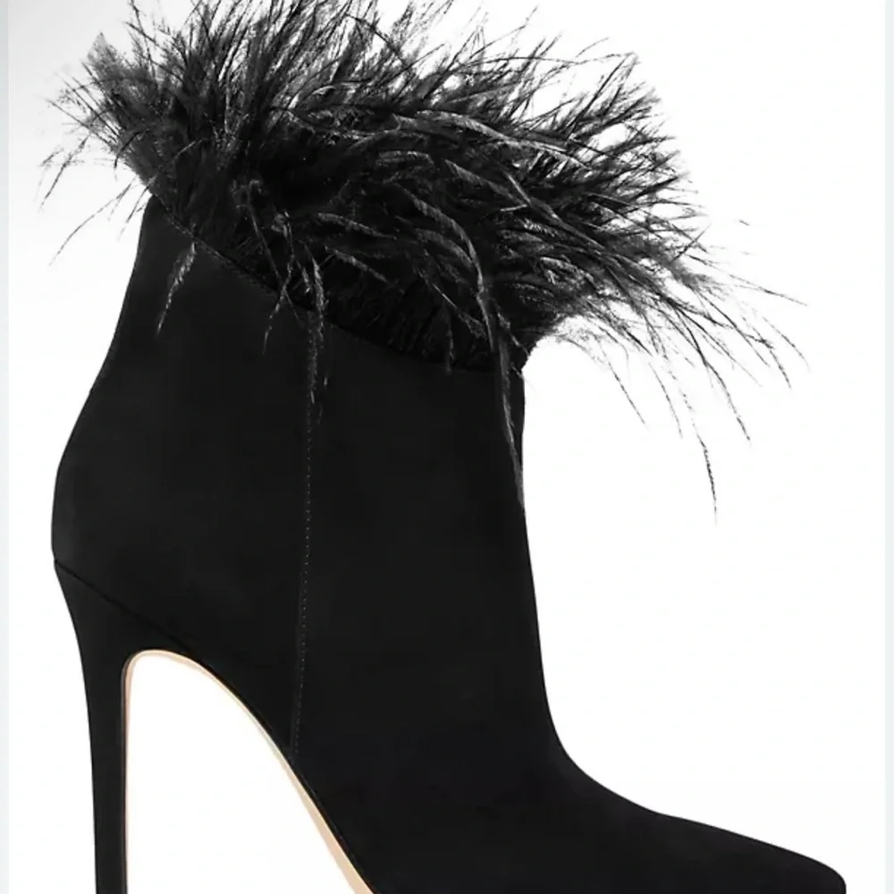 Elegant Black Feathered Women's Stiletto Boots Michaels Kors Whitby Suede bootie - Picture 2 of 7
